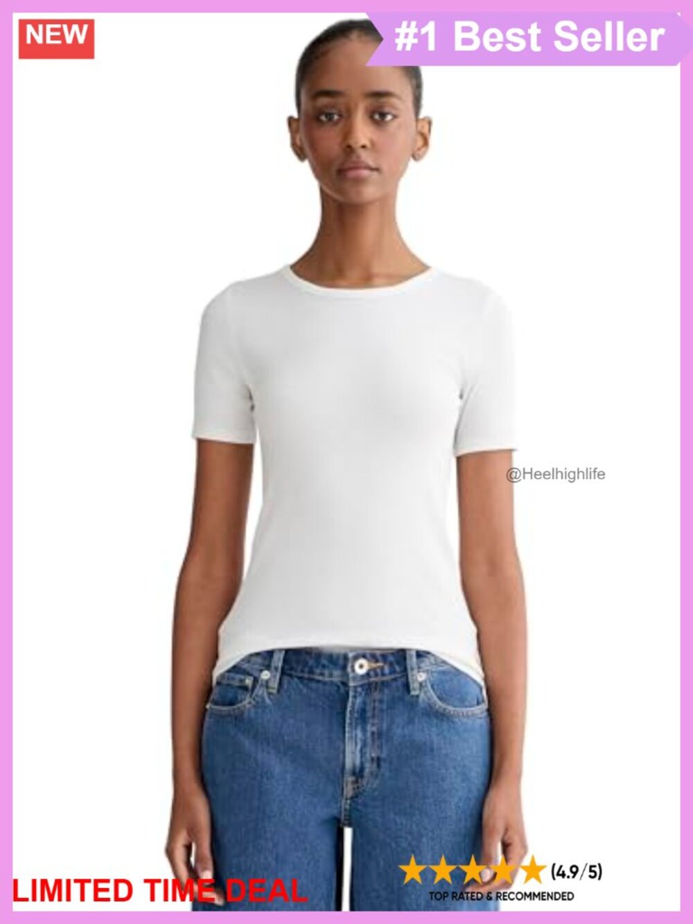 Supima Cotton Ribbed Crewneck Short Sleeve Tee Slim Fit Minimalist